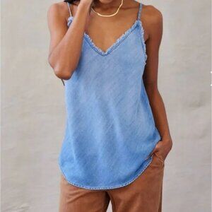 Cloth & Stone Frayed V-Neck Sleeveless Camisole Tank Women's Size Medium Excelle
